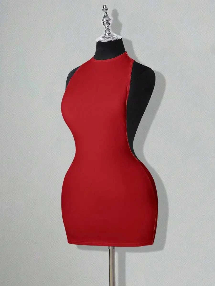 White Bodycon Mini Dress with Criss-Cross Backless DesignThe Plug