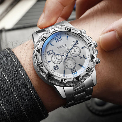 Men's 2-Piece Business Quartz Watch Set - Steel Band, Arabic Dial