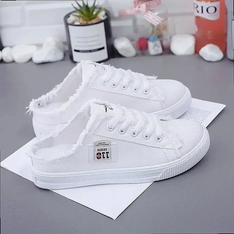 2024 Spring Summer Women Canvas Sneakers Low Top Lace Up Denim Flat ShThe Plug