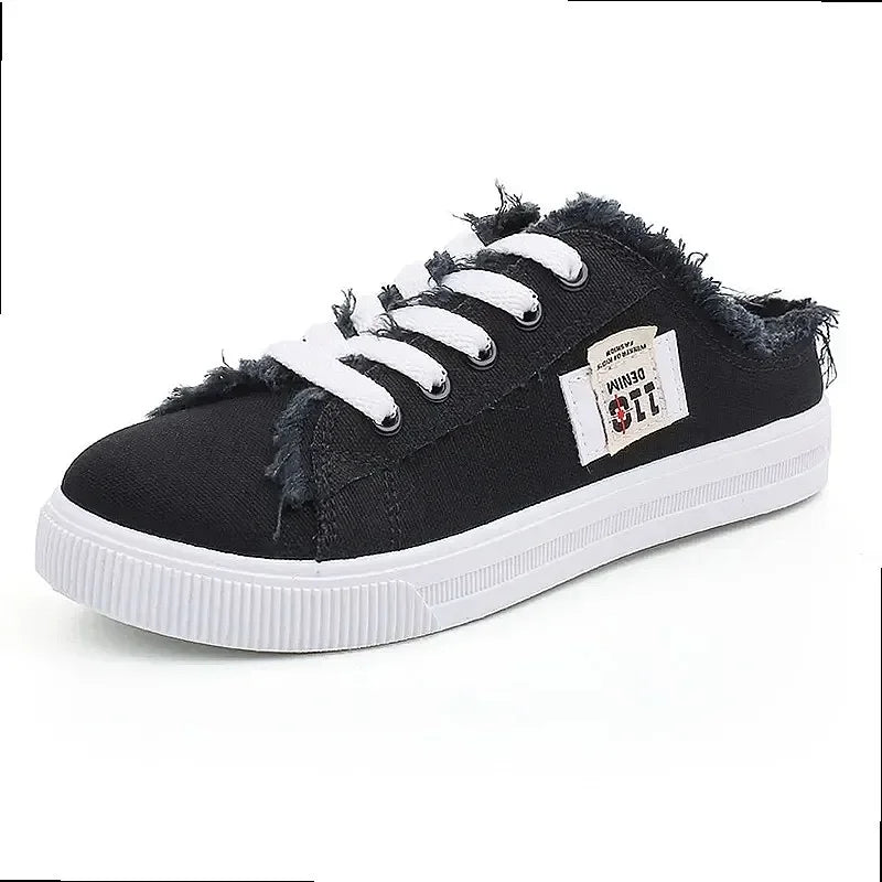 2024 Spring Summer Women Canvas Sneakers Low Top Lace Up Denim Flat ShThe Plug