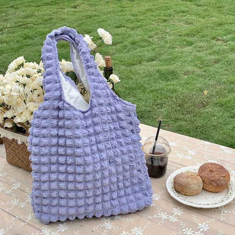Yogodlns Summer Pleated Cloud Bag Female Candy Color Large Capacity ShThe Plug