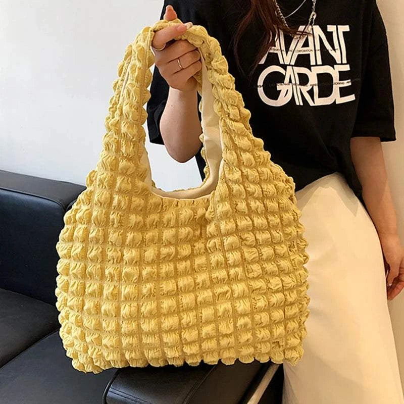 Yogodlns Summer Pleated Cloud Bag Female Candy Color Large Capacity ShThe Plug