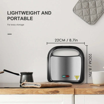 Stainless Steel 750W Sandwich & Panini Press, 2-Slice Non-Stick Grill The Plug