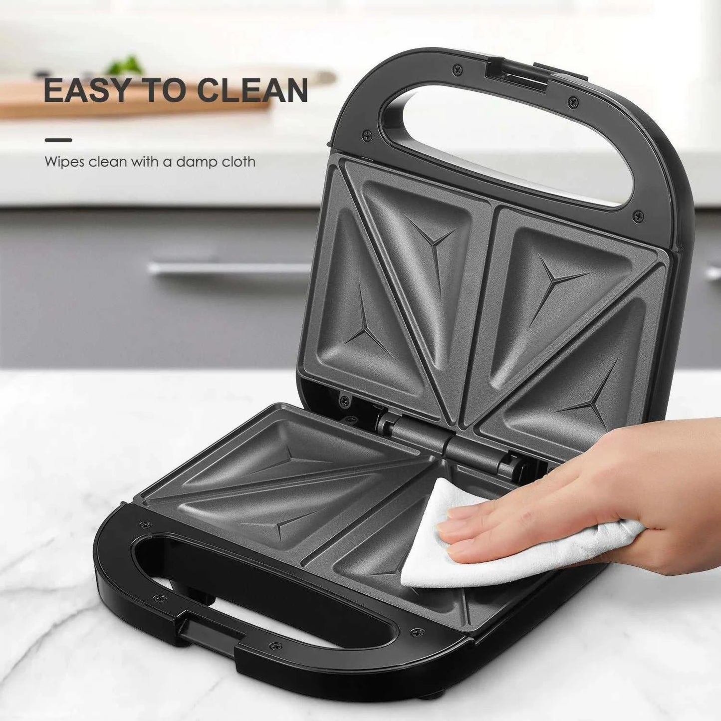 Stainless Steel 750W Sandwich & Panini Press, 2-Slice Non-Stick Grill The Plug