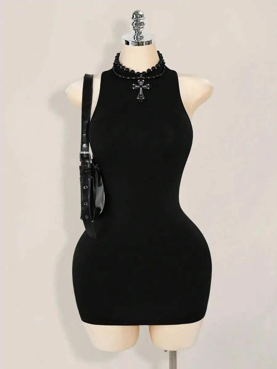 White Bodycon Mini Dress with Criss-Cross Backless DesignThe Plug