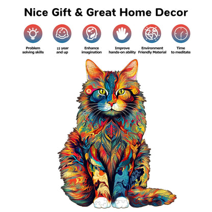 Cat Pattern Wooden Puzzle Animal Shape Wood Puzzles unique Cat Shapes The Plug