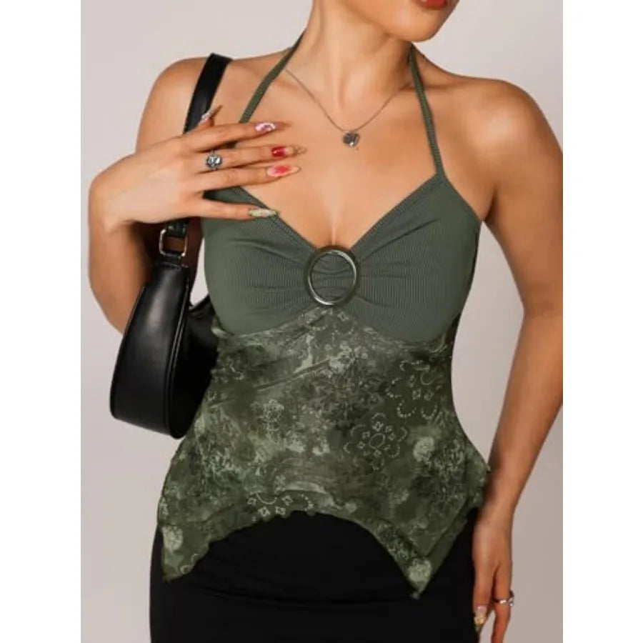 Verdusa Women's Y2k Halter Top Fairy 2000s Clothing Asymmetrical GoingThe Plug
