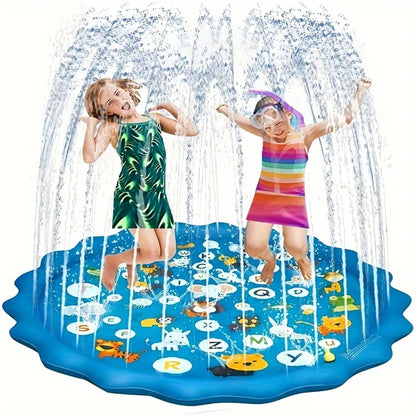 39" Splash Pad & Kiddie Pool - Colorful Alphabet & Animal Spray Toys, The Plug