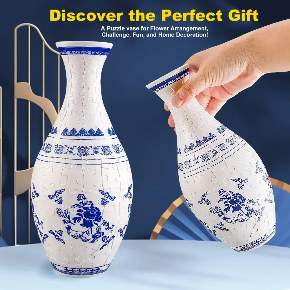 3D Puzzle Vase Panda Flower Porcelain Design Made Plastic Home DecoratThe Plug
