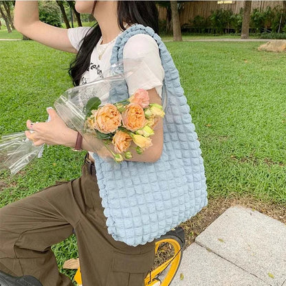 Yogodlns Summer Pleated Cloud Bag Female Candy Color Large Capacity ShThe Plug