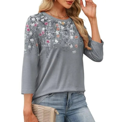 OFEEFAN 3/4 Length Sleeve Womens Tops Dressy Casual Blouses Crew Neck The Plug