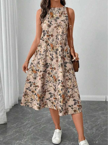 Women's Fashion New Floral Print Pocket A-line Dresses 2025 Summer CasThe Plug