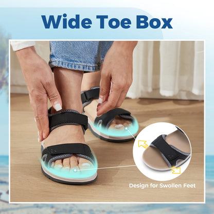 FitVille Women's Sandals  Adjustable Ankle Strap for Swollen and Flat The Plug