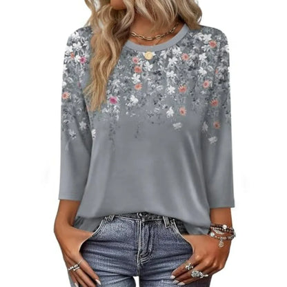 OFEEFAN 3/4 Length Sleeve Womens Tops Dressy Casual Blouses Crew Neck The Plug