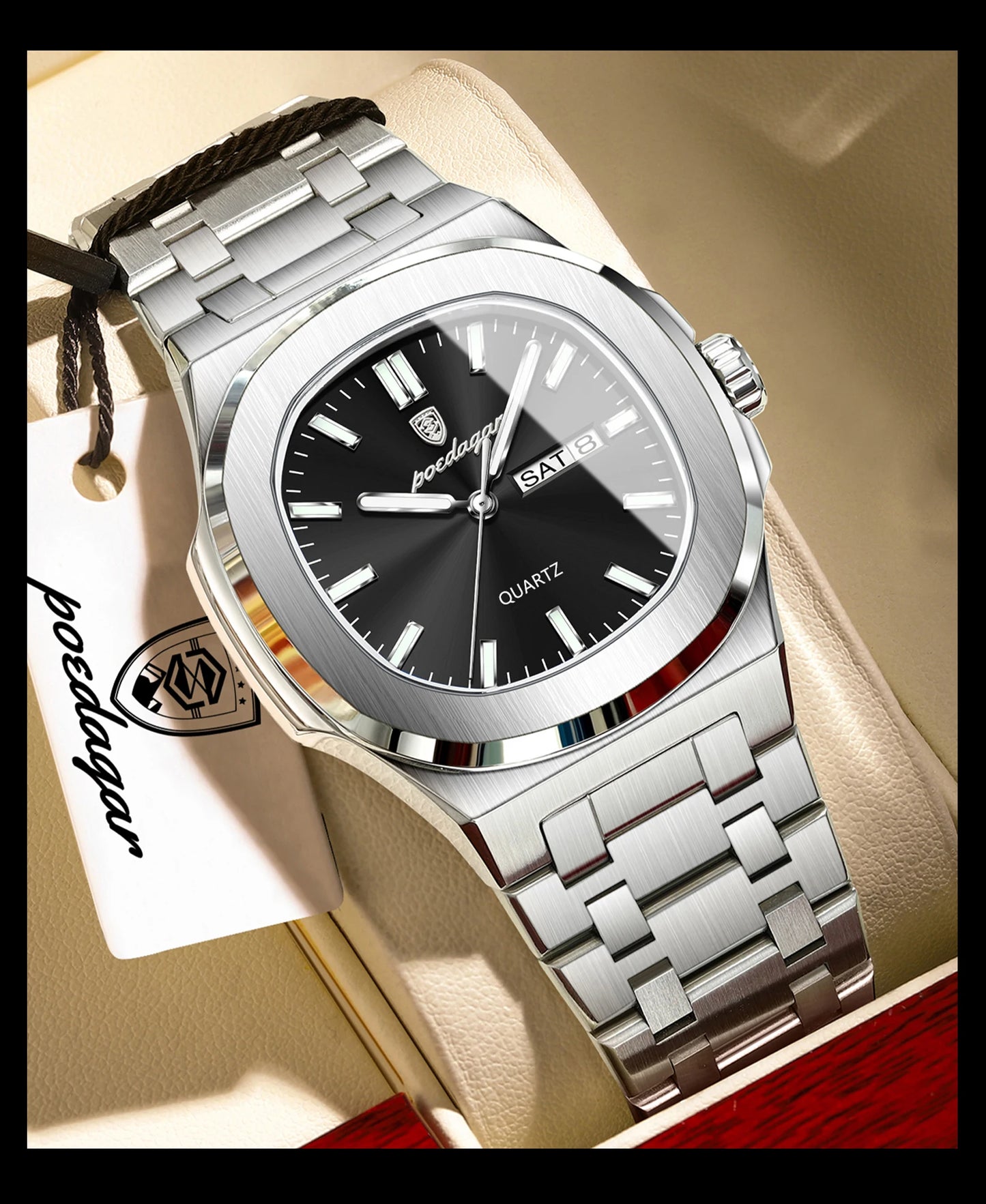 POEDAGAR Men's Luxury Quartz Watch – Waterproof & Luminous