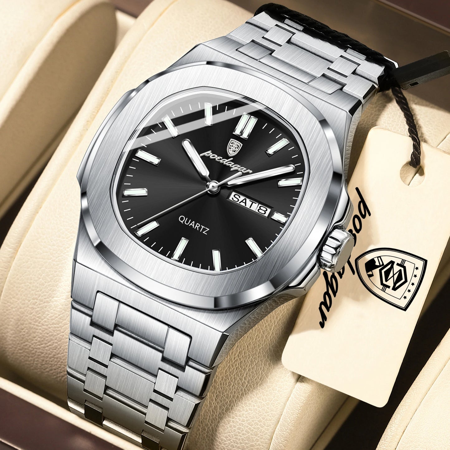 POEDAGAR Men's Luxury Quartz Watch – Waterproof & Luminous