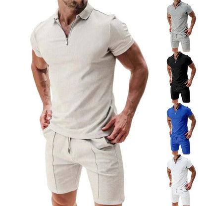 Men's Summer Polo Short‑Sleeve & Shorts Set, Trendy Casual Polo ShirtThe Plug