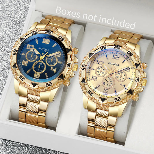 Men's 2-Piece Business Quartz Watch Set - Steel Band, Arabic Dial