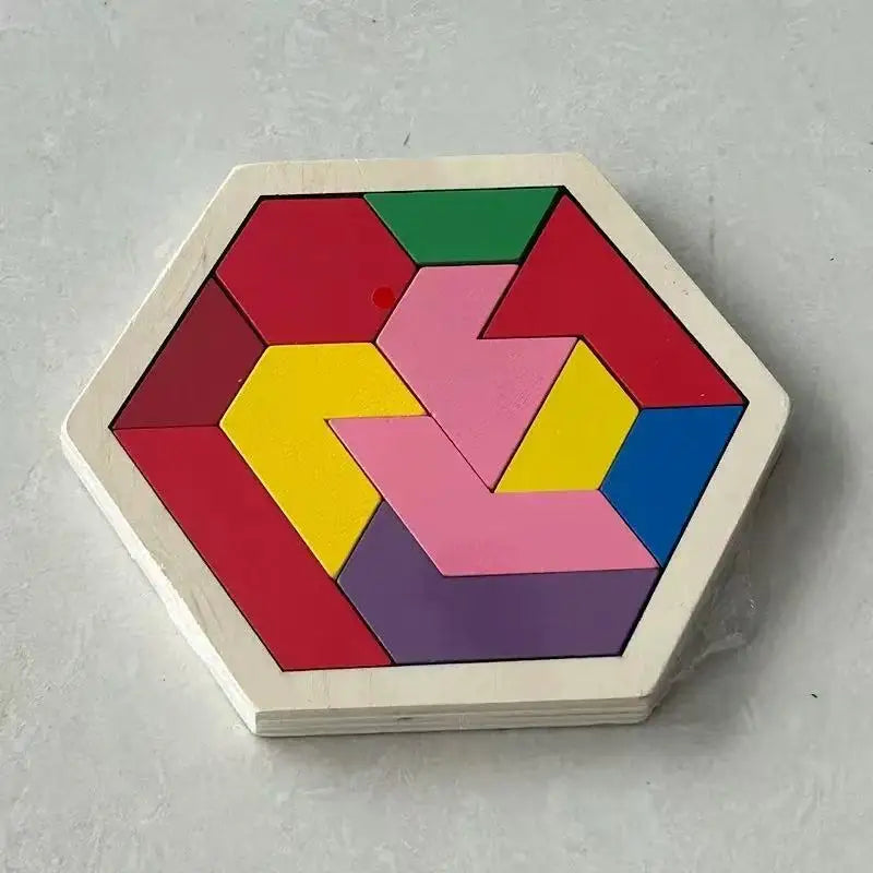 Wooden Geometric Shape Jigsaw Board Puzzles Kids Brain Teaser Non ToxiThe Plug