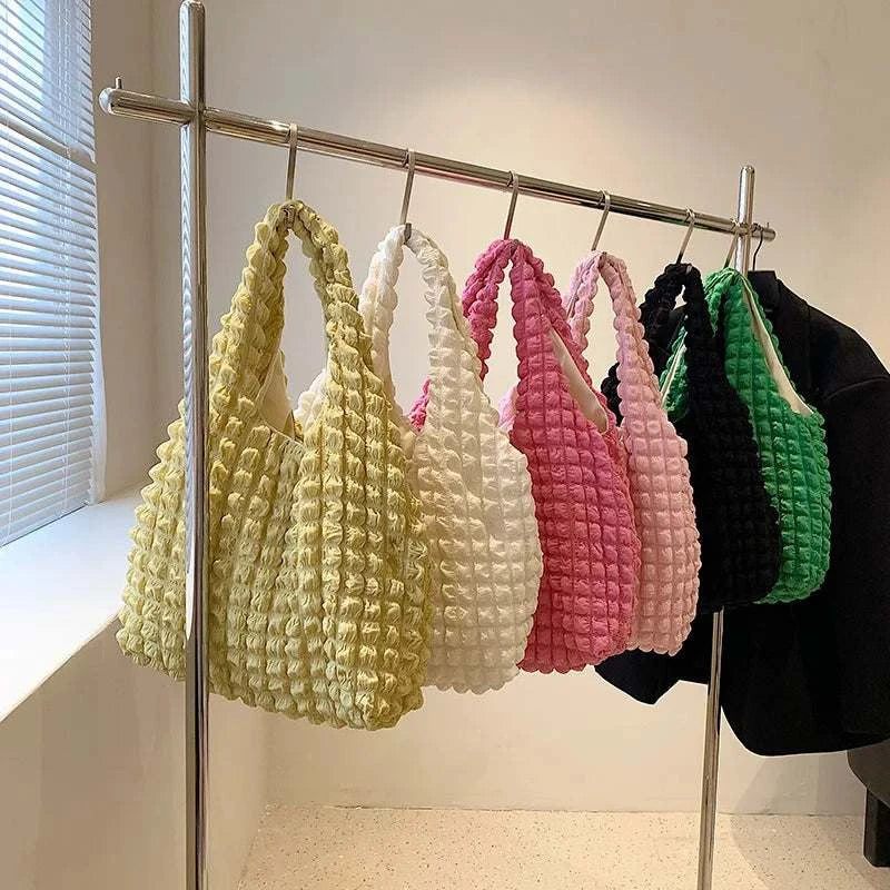 Yogodlns Summer Pleated Cloud Bag Female Candy Color Large Capacity ShThe Plug