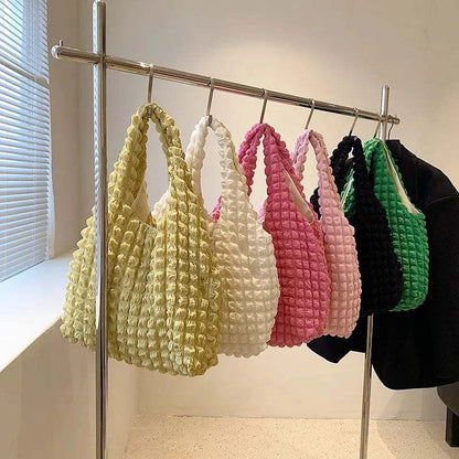 Yogodlns Summer Pleated Cloud Bag Female Candy Color Large Capacity ShThe Plug