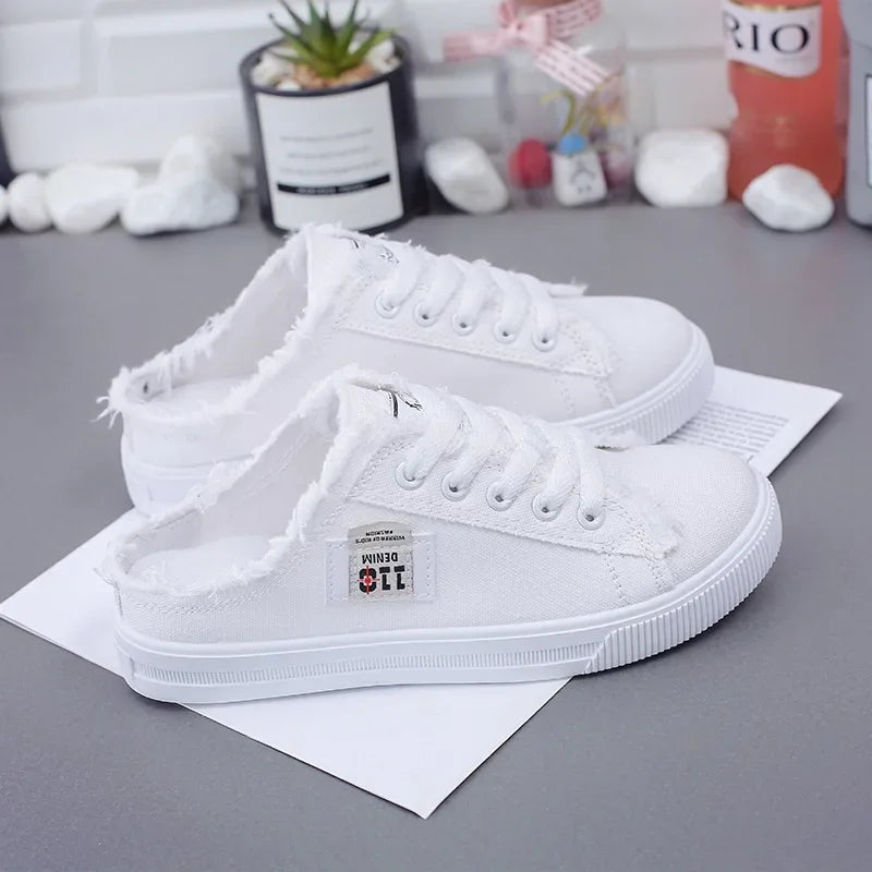 2024 Spring Summer Women Canvas Sneakers Low Top Lace Up Denim Flat ShThe Plug