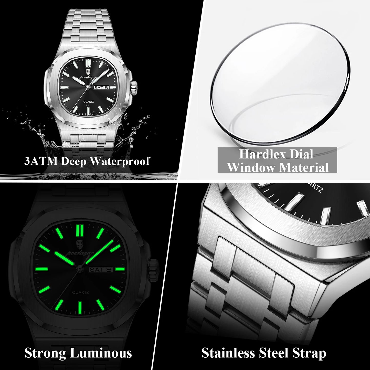 POEDAGAR Men's Luxury Quartz Watch – Waterproof & Luminous