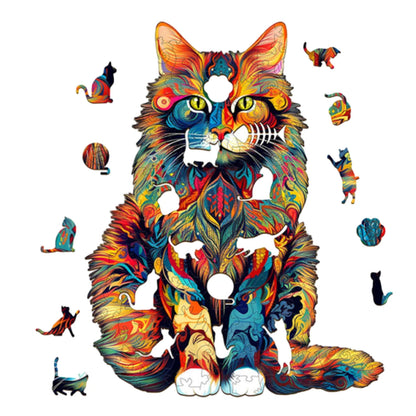 Cat Pattern Wooden Puzzle Animal Shape Wood Puzzles unique Cat Shapes The Plug