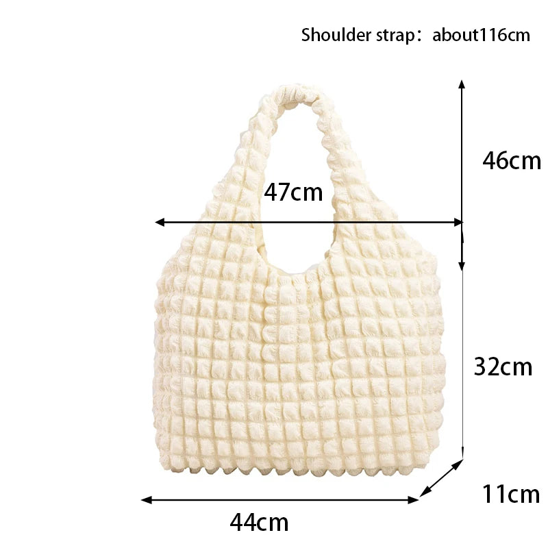 Yogodlns Summer Pleated Cloud Bag Female Candy Color Large Capacity Shoulder Bag Handbags Shopping Girls Pouch Tote Bolsas