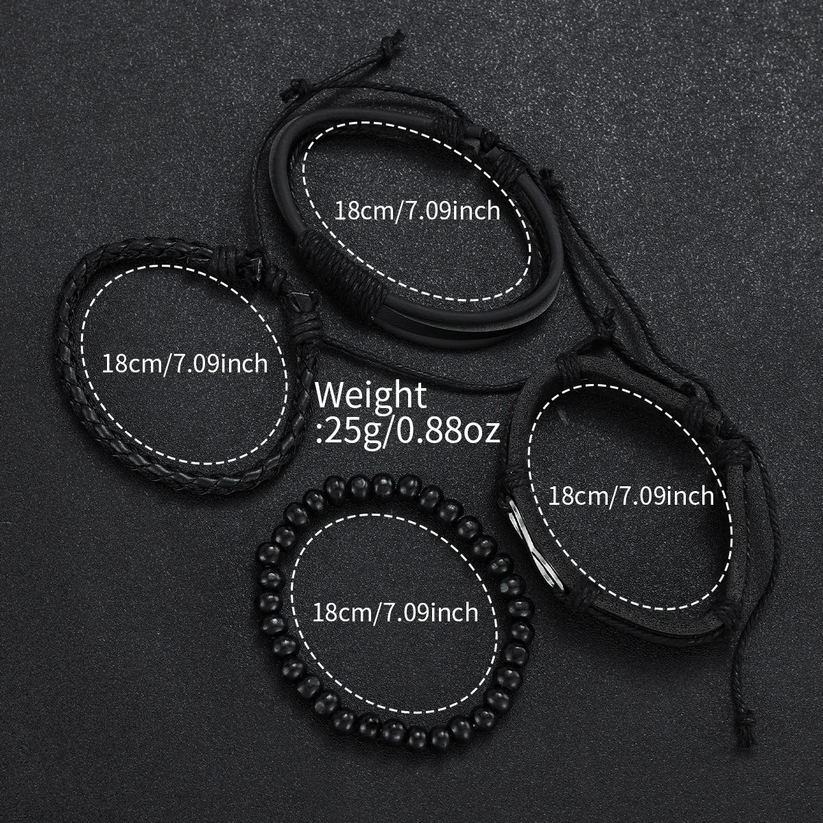 Men's Fashion Quartz Watch & Leather Bracelet Set (4/5pc)