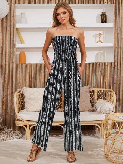 Women's Summer Printed Strapless Jumpsuit, Casual and SimpleThe Plug