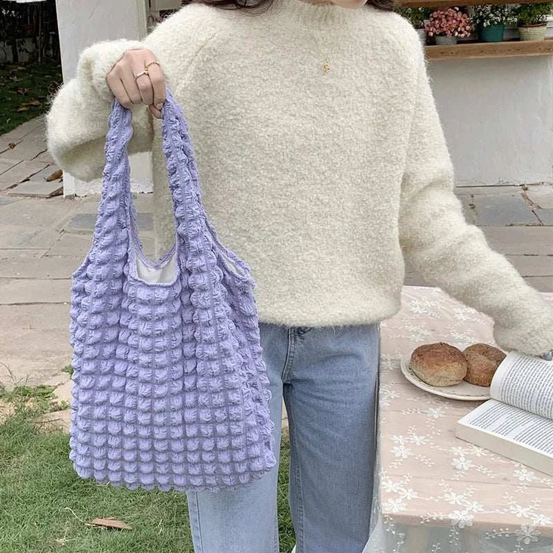 Yogodlns Summer Pleated Cloud Bag Female Candy Color Large Capacity ShThe Plug