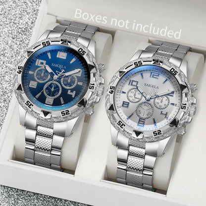 Men's 2-Piece Business Quartz Watch Set - Steel Band, Arabic Dial