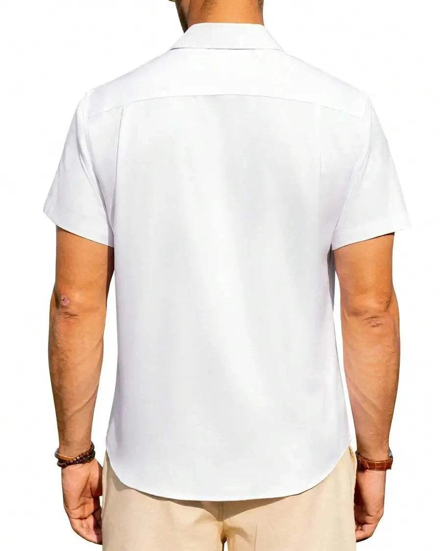 Mens Linen Short Sleeve Button Down Shirt Casual Summer Beach TopThe Plug