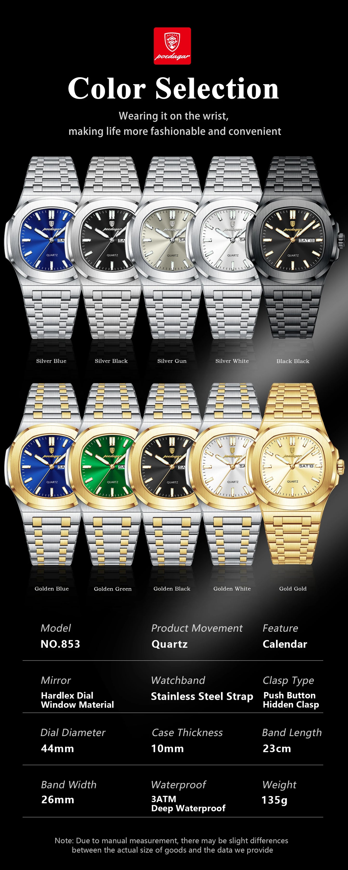 POEDAGAR Men's Luxury Quartz Watch – Waterproof & Luminous