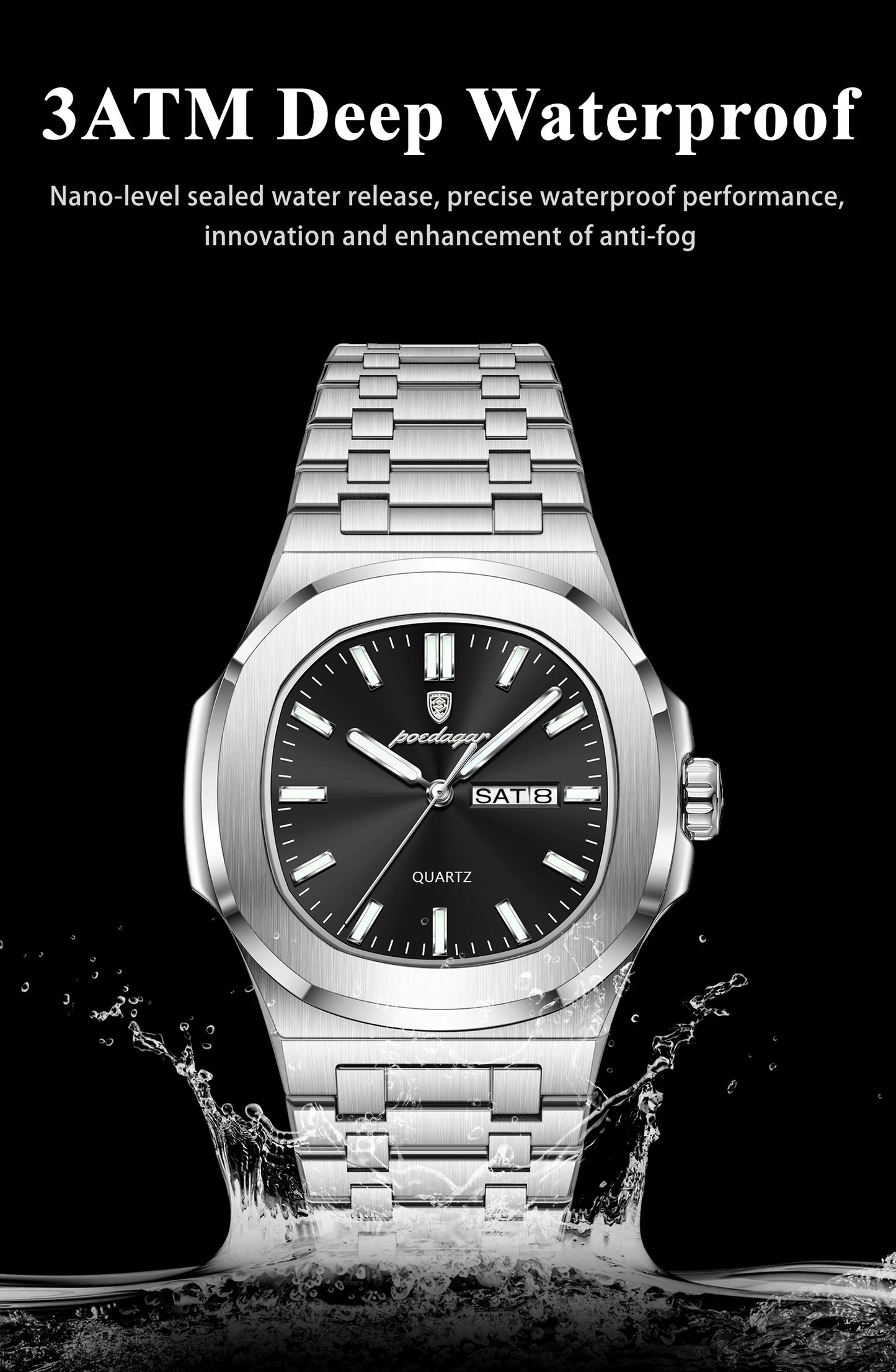 POEDAGAR Men's Luxury Quartz Watch – Waterproof & Luminous