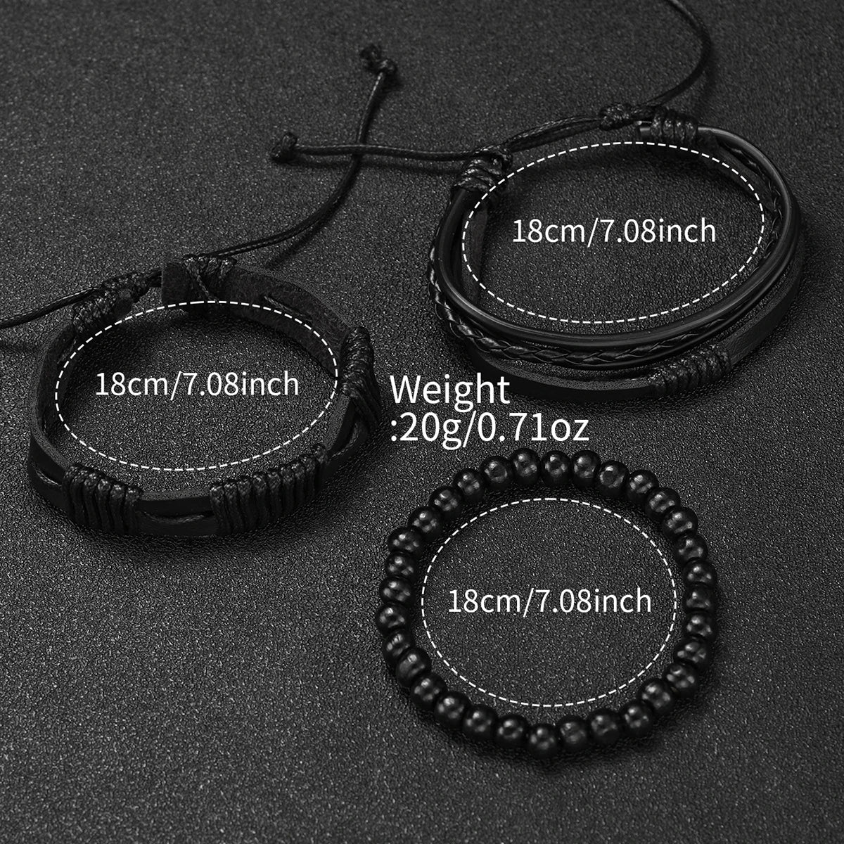 Men's Fashion Quartz Watch & Leather Bracelet Set (4/5pc)