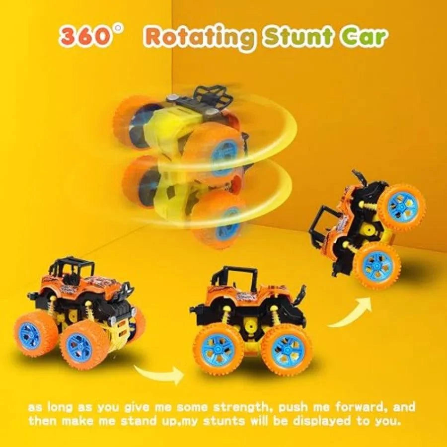 Monster Truck for Boys 3 4 5 6 7 Year Old, 4 Pack Push and Go FrictionThe Plug