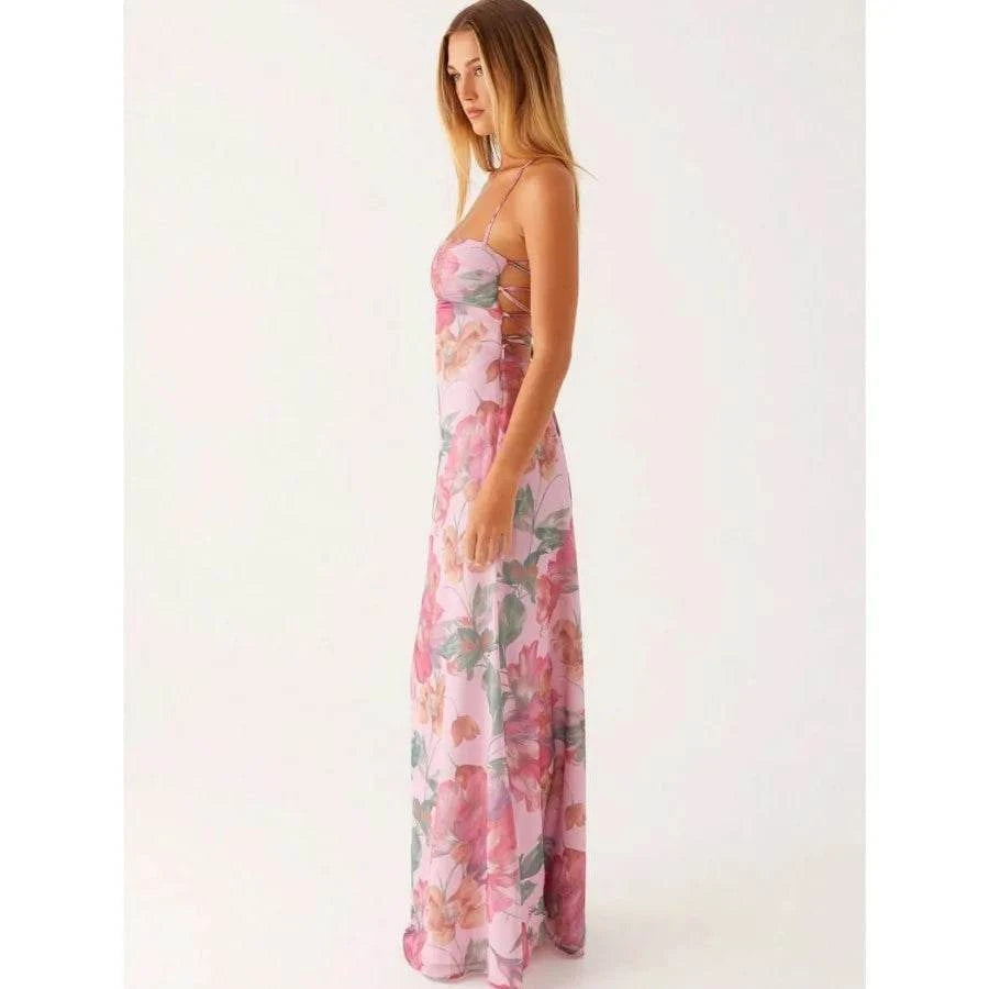 【New style】Women's Summer Boho Floral Print Cami Dress Bodycon Long MaThe Plug