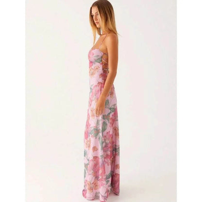 【New style】Women's Summer Boho Floral Print Cami Dress Bodycon Long MaThe Plug
