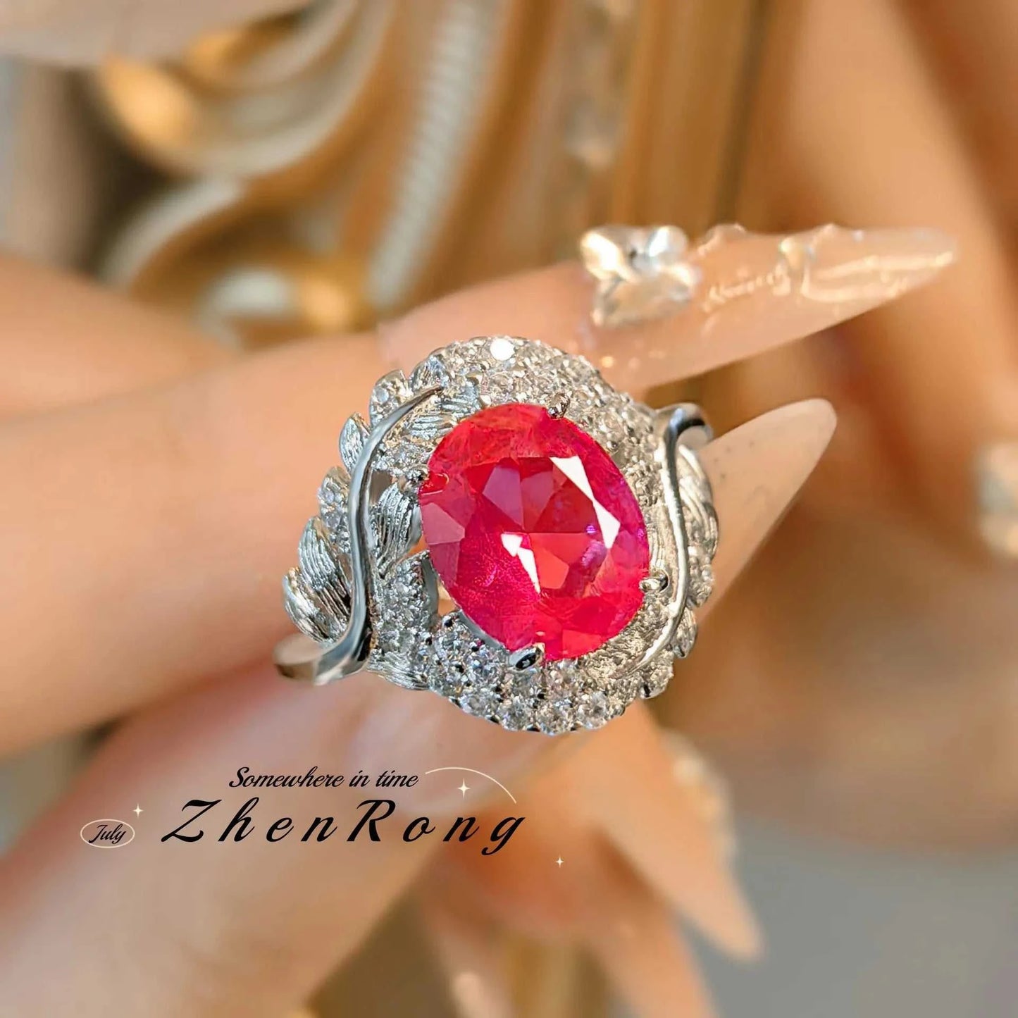 Fashion Red Corundum Ring for Women - Luxury Simulated Blood Red High-The Plug
