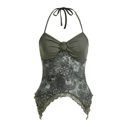 Verdusa Women's Y2k Halter Top Fairy 2000s Clothing Asymmetrical GoingThe Plug