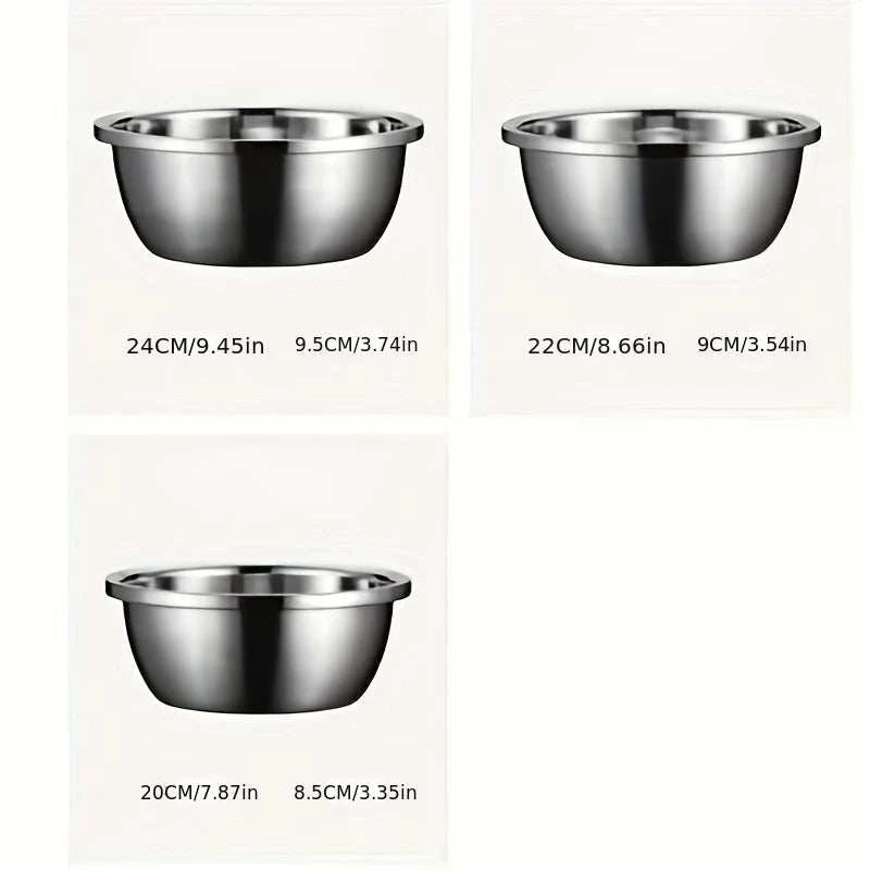 Stainless Steel Mixing Bowl Set, Multi-Purpose Kitchen Basin, EuropeanThe Plug