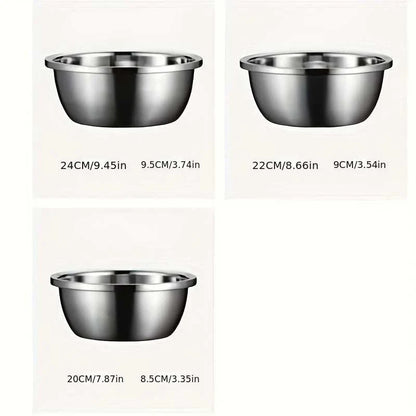 Stainless Steel Mixing Bowl Set, Multi-Purpose Kitchen Basin, EuropeanThe Plug