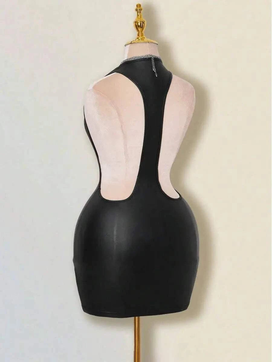 White Bodycon Mini Dress with Criss-Cross Backless DesignThe Plug