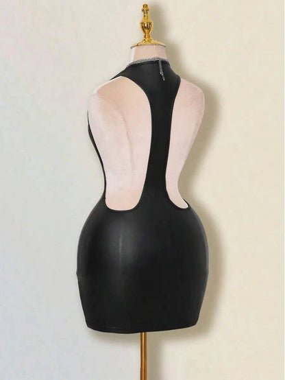 White Bodycon Mini Dress with Criss-Cross Backless DesignThe Plug