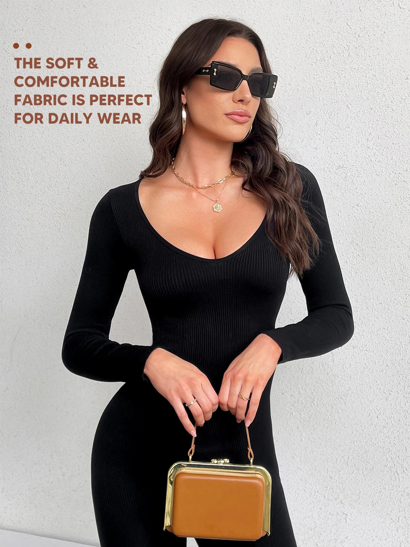 Women Workout Seamless Jumpsuit Yoga Ribbed One Piece Long Sleeve LeggThe Plug