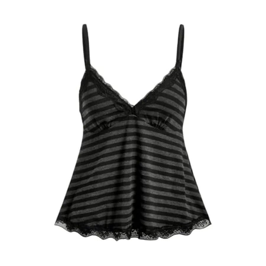 SOLY HUX Womens Y2K Lace Cami Sleeveless Striped Spaghetti Strap CamisThe Plug