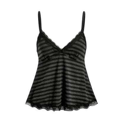 SOLY HUX Womens Y2K Lace Cami Sleeveless Striped Spaghetti Strap CamisThe Plug