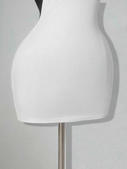 White Bodycon Mini Dress with Criss-Cross Backless DesignThe Plug